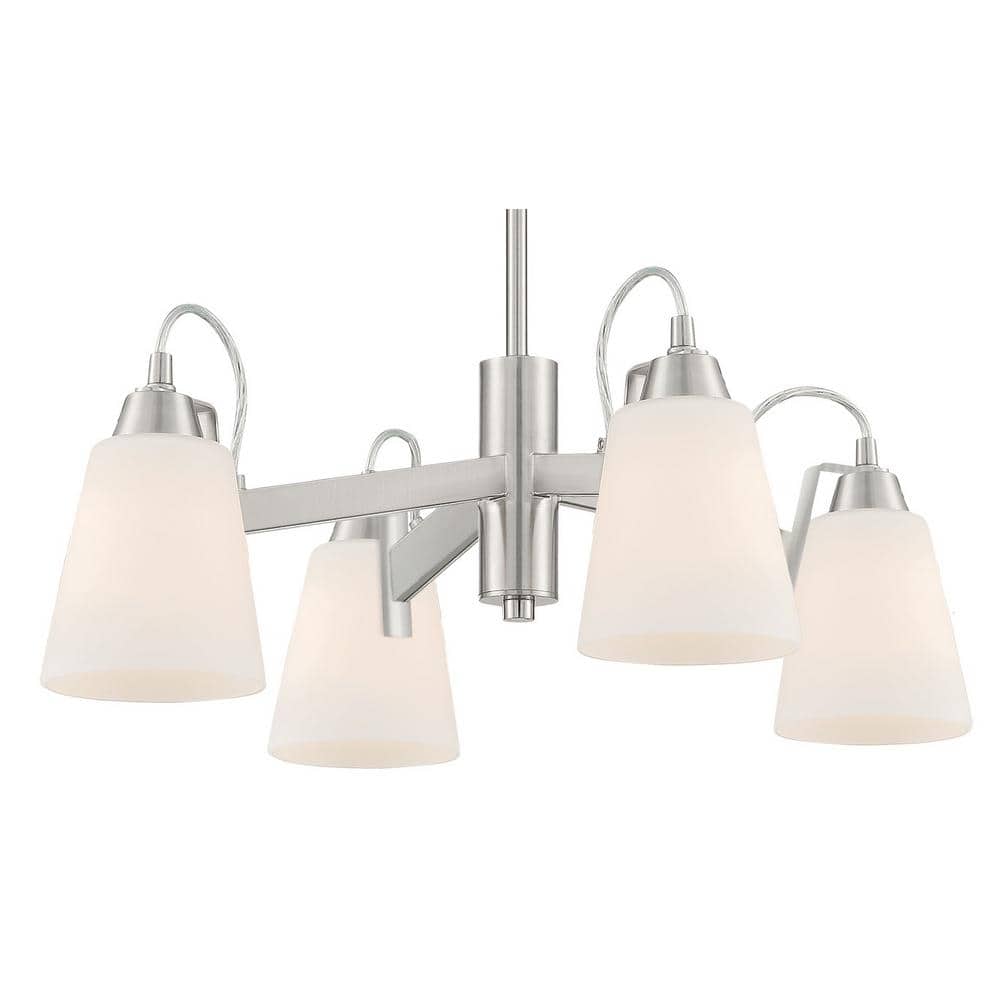 Elegant Etched Opal Glass Chandelier in Brushed Nickel Finish