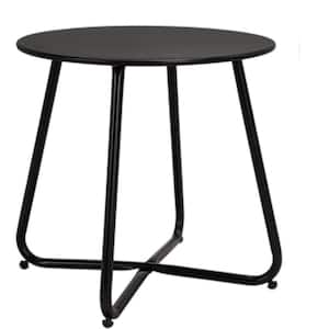 Portable Steel Outdoor Patio Round Side Table Weather Resistant Round Table, Black