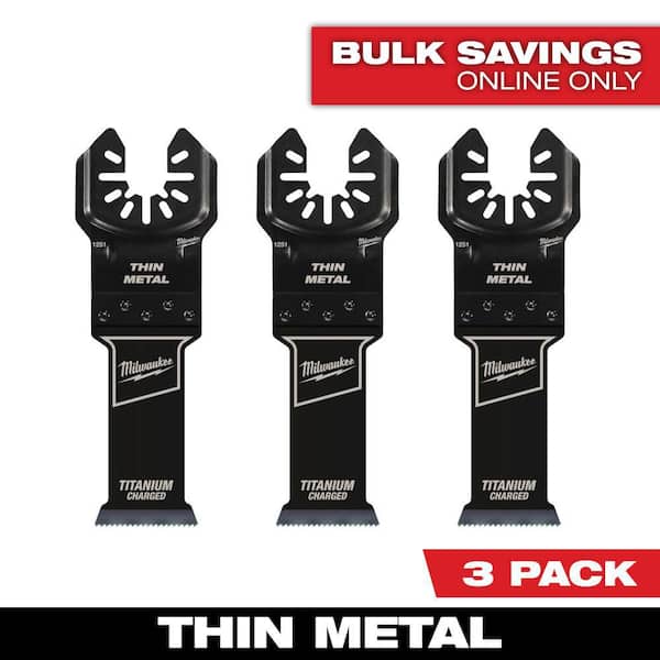 Milwaukee 1-1/8 in. Titanium Bi-Metal Universal Fit Wood and Metal Cutting Multi-Tool Oscillating Blade (3-Pack)