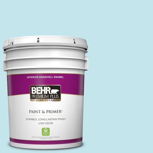 BEHR PREMIUM PLUS 5 gal. #520A-2 Ice Flower Eggshell Enamel Low Odor Interior Paint & Primer