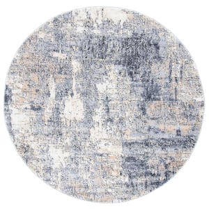 Amelia Gray/Gold 7 ft. x 7 ft. Distressed Round Area Rug