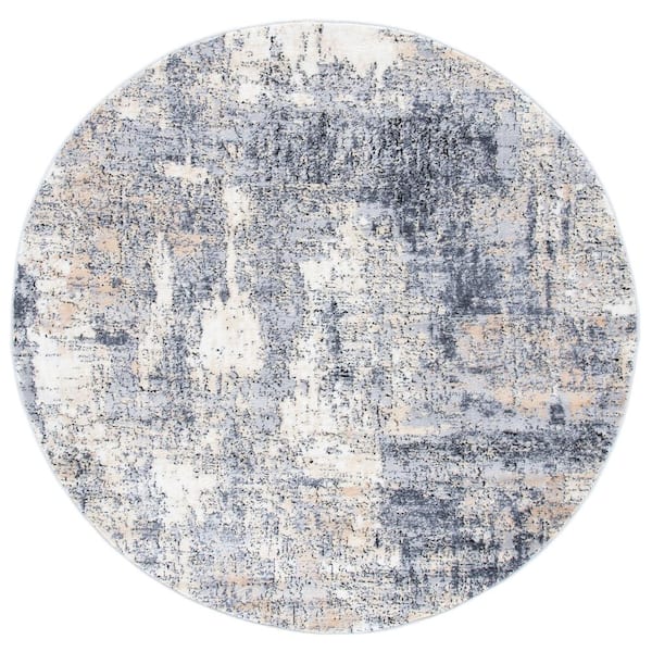 SAFAVIEH Amelia Gray/Gold 7 ft. x 7 ft. Distressed Round Area Rug