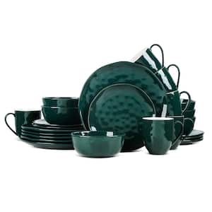 Stone Lain Ivy Porcelain Collection 24-Piece Green Round Dinnerware Set (Service for 6)