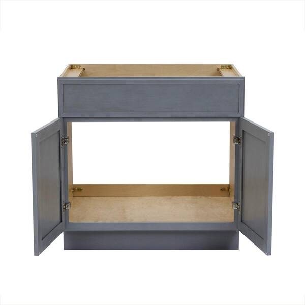 Vanity Art 33 in. W x 21 in. D x 32.5 in. H 2-Doors Bath Vanity Cabinet without Top in Smoky Gray