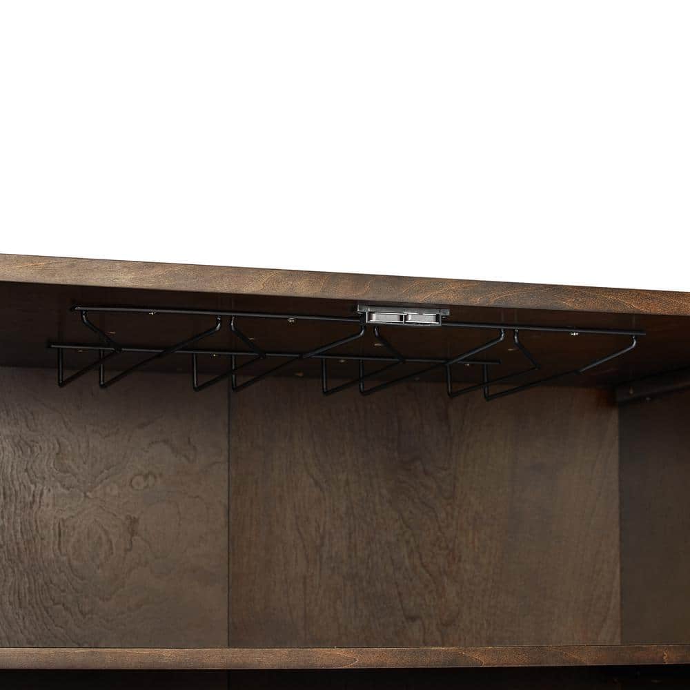 Blair Contemporary Dark Brown and Gold Bar Cabinet with Wine Storage