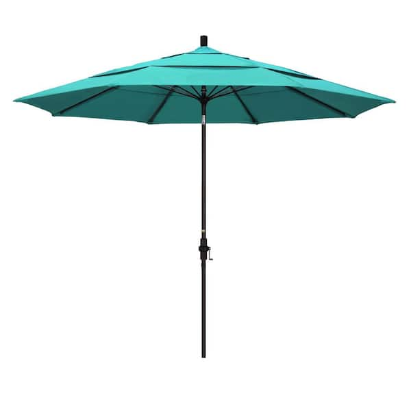 California Umbrella 11 ft. Bronze Aluminum Market Patio Umbrella with ...