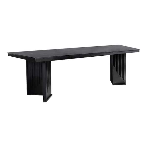Furniture of America Dottie Black Wood Top 95 in. Fluted Trestle Base Extendable Dining Table (Seats 6)