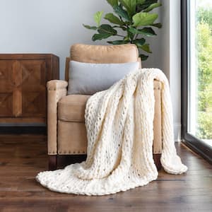 DONNA SHARP Chunky Knitted Sage Acrylic Throw Blanket 70010 - The Home Depot