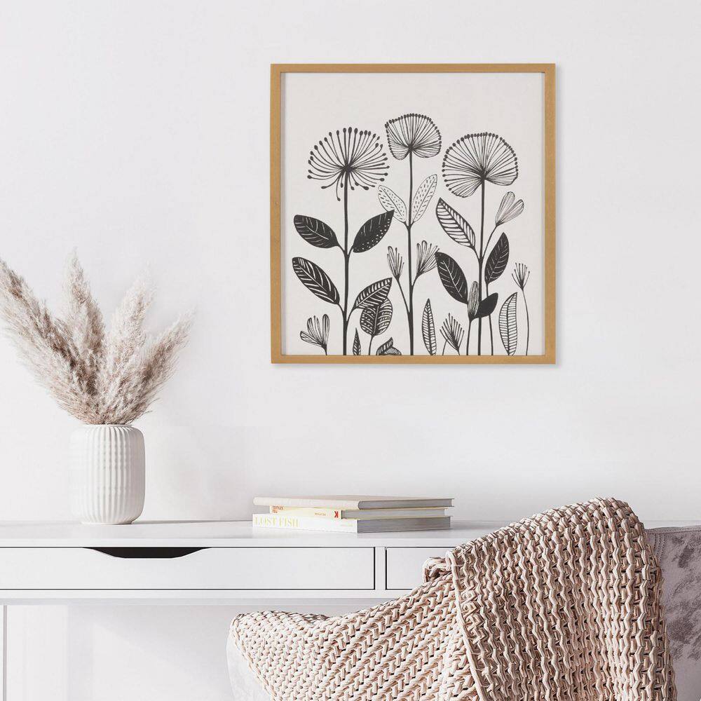 Gold Framed 12x16 Modern Botanical Linocut Print