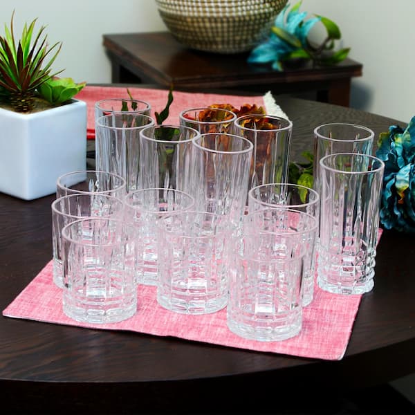 Jewelite 16-Piece Tumbler and Double Old Fashioned Glass Set