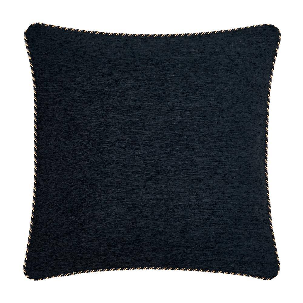 Sayreville Black and Gold Embroidered Square Throw Pillow