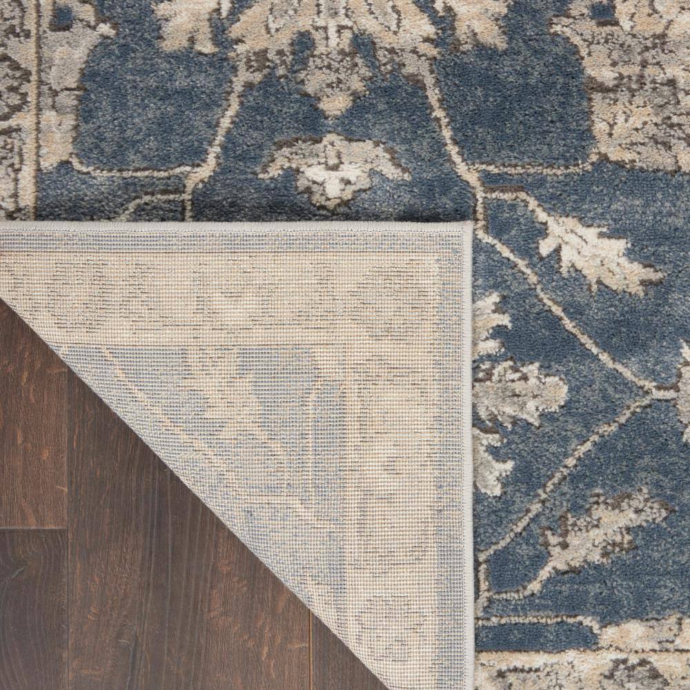 Slate Blue Floral Medallion 26" Hand-Knotted Easy-Care Rug