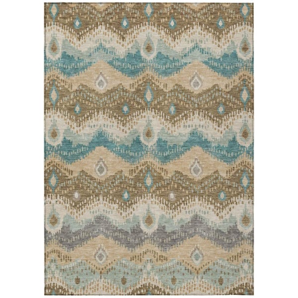 Chantille Machine Washable Indoor/Outdoor Abstract ACN3074 Teal 10 ft. x 14 ft. Area Rug
