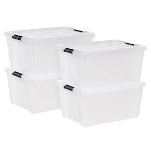 45 Qt./11.25 Gal. Buckle Up Storage Box, Clear/Black (4-Pack)