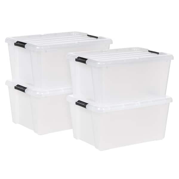 45 Qt./11.25 Gal. Buckle Up Storage Box, Clear/Black (4-Pack)