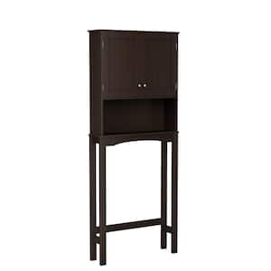 Ashland 27.44 in. W x 64.88 in. H x 7.81 in. D Espresso Over the Toilet Storage Bathroom Spacesaver Cabinet