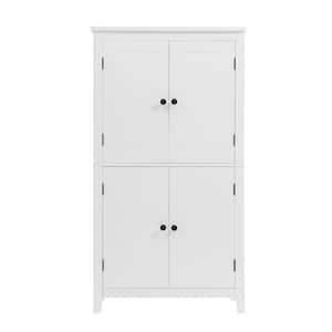 11.80 in. W x 23.60 in. D x 43.30 in. H White Linen Cabinet with Doors and Adjustable Shelves in White