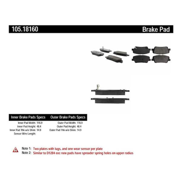 Centric Parts Disc Brake Pad Set 2016-2018 Kia Sorento 2.0L
