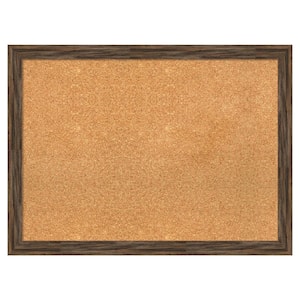 Regis Barnwood Mocha Narrow Wood Framed Natural Corkboard 31 in. x 23 in. Bulletin Board Memo Board