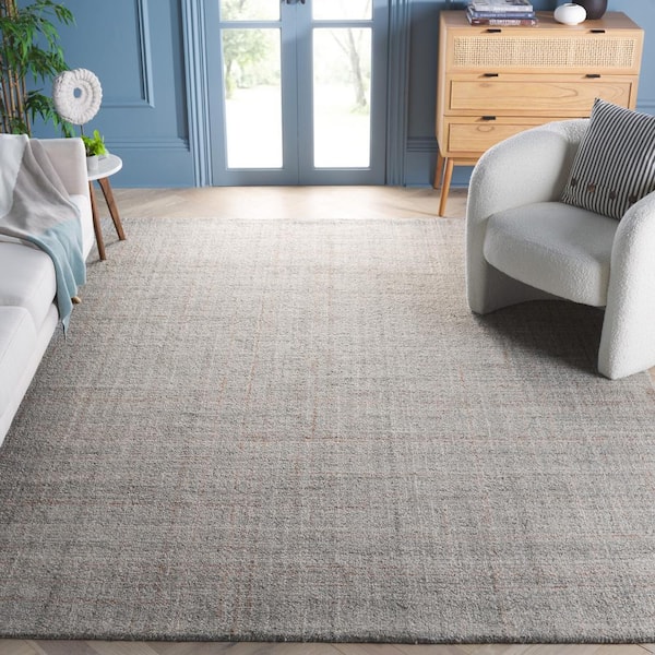 Abstract Gray/Rust 8 ft. x 10 ft. Plaid Unitone Area Rug