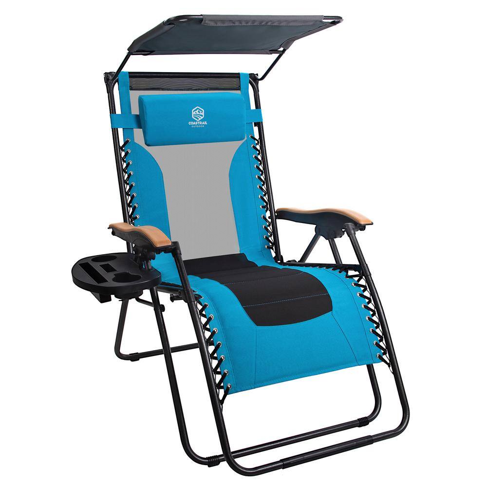 2 PCS Zero Gravity Chair Lounge Patio Chairs With Canopy Cup Holder 