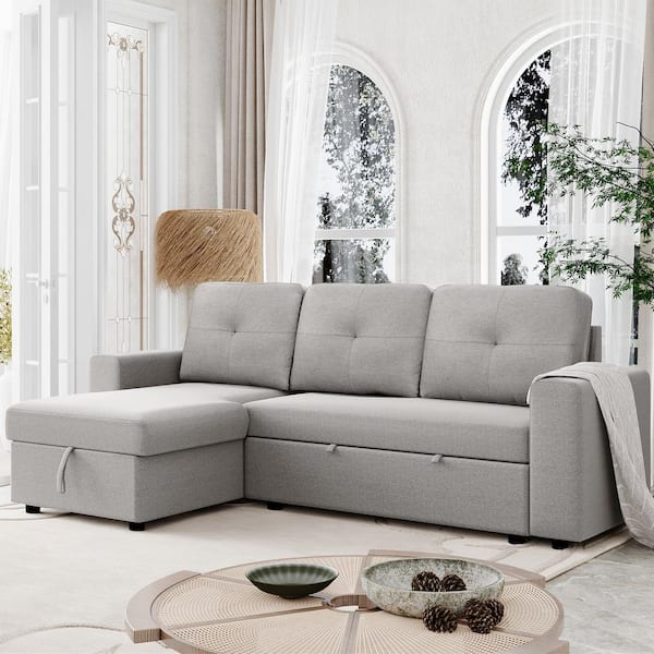 Bijna gedragen Verwoesting Magic Home 90 in. Reversible Pull Out Full Size Sleeper Sofa Bed L-Shaped  Sectional Corner Sofa with Storage Chaise CS-GS000056AAE - The Home Depot