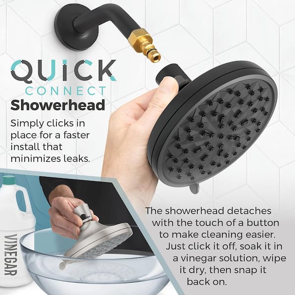 HydroFuse 6-Spray with 1.75 GPM 5.375 in. Wall Mount Fixed Shower Head with QuickConnect in Spot Defense Matte Black