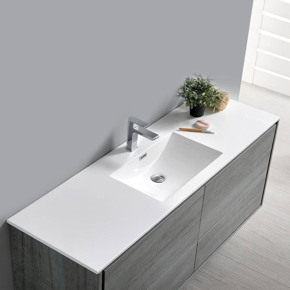 Ocean Gray 60" Wall-Mounted Single Basin Vanity with Acrylic Top