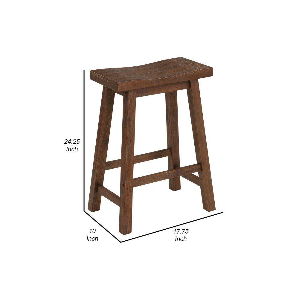 Adjustable Brown Wood Saddle Style Swivel Stool