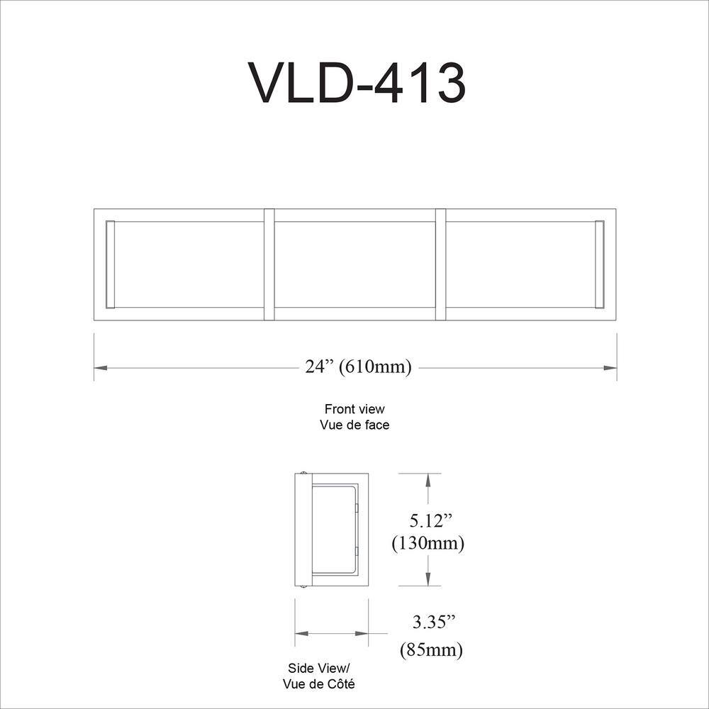 Winston 24" Black LED Vanity Light with White Acrylic Diffuser