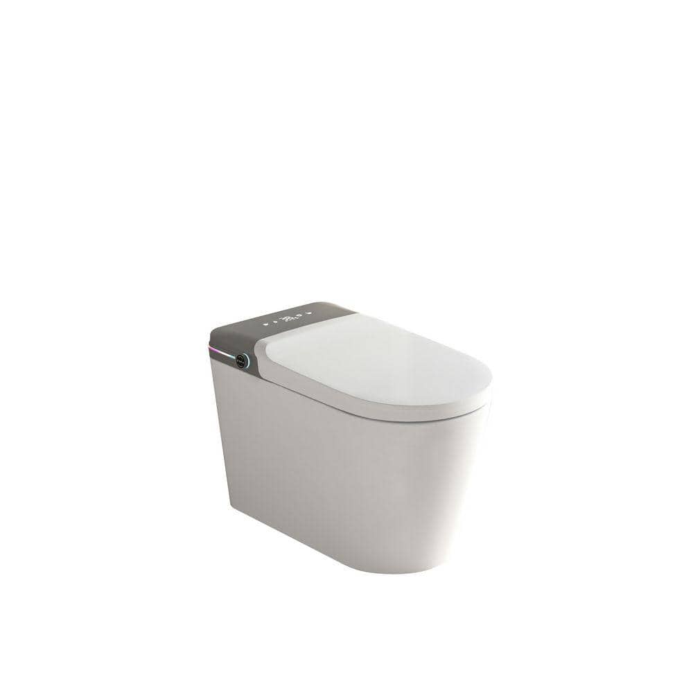 Qidian Elongated Smart Bidet Toilet 1.32 GPF in White with Remote ...