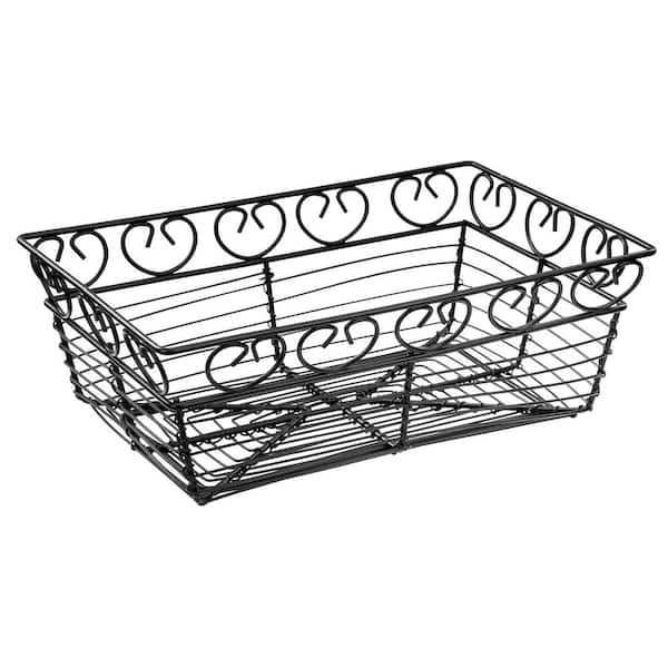 Winco 1-Piece Rectangular Black Wire Bread/Fruit Basket