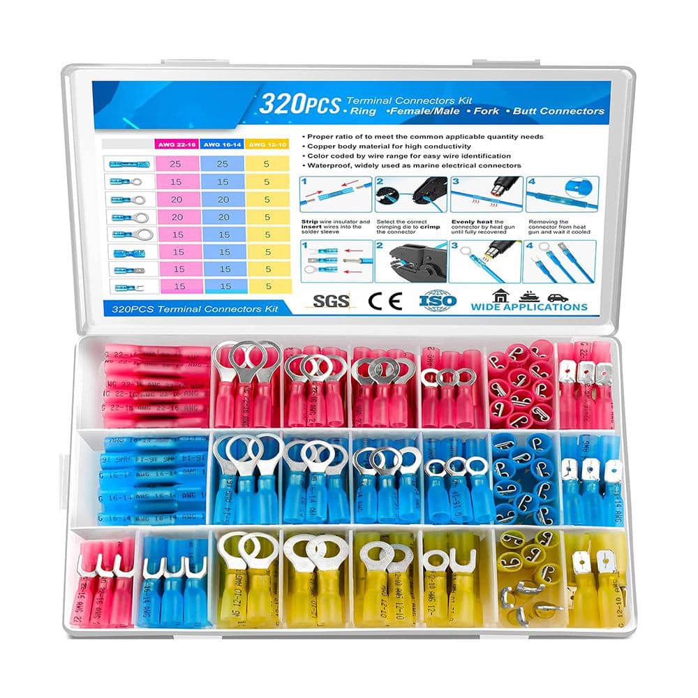320-Pieces Heat Shrink Wire Connectors Kit, Electrical Waterproof Crimp Butt Terminals, Insulated Spade Connectors price history on PriceWatchPro