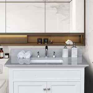 37 in. W x 22 in. D Engineered Solid Surface Calacatta Cultured Marble Vanity Top in Gray with Rectangular Single Sink