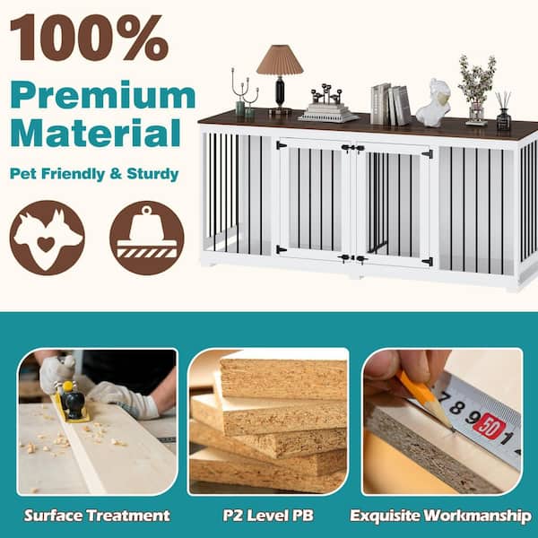 FUFU&GAGA Large Dog House Crate Furniture, 71 in. Wooden
