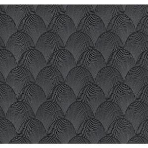 Metallic Black Scallop Wallpaper
