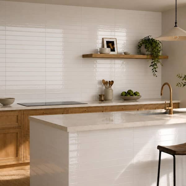 Bedrosians Skyline White 2 in. x 4 in. Glossy Ceramic Wall Tile