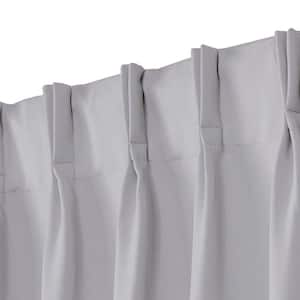 Silver Sateen Solid 30 in. W x 108 in. L Noise Cancelling Thermal Pinch Pleat Blackout Curtain (Set of 2)