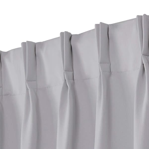Sateen Silver Solid Woven Room Darkening Double Pinch Pleat / Hidden Tab Curtain, 30 in. W x 84 in. L (Set of 2)