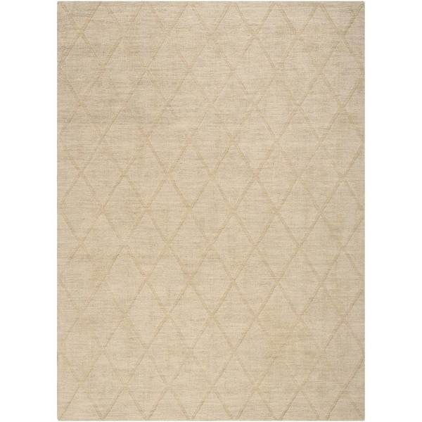 Wool Haven Beige 5 ft. x 7 ft. Diamond Contemporary Area Rug