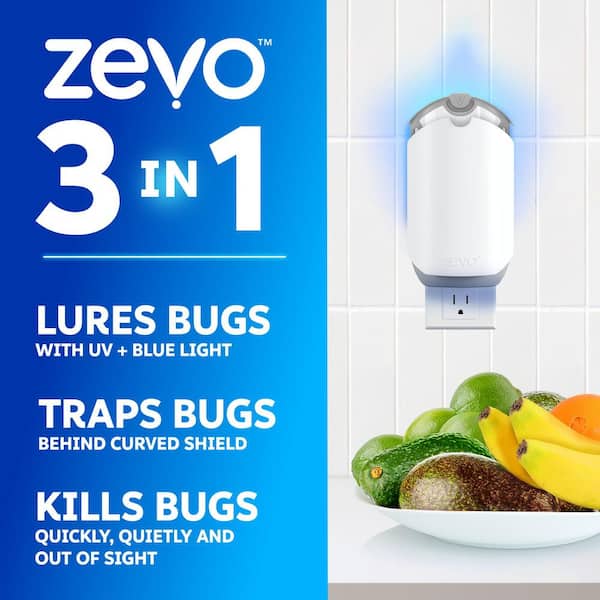 Indoor Flying Insect Trap for Fruit flies, Gnats, and House Flies (1 Plug-In Base + 1 Refill Cartridge)