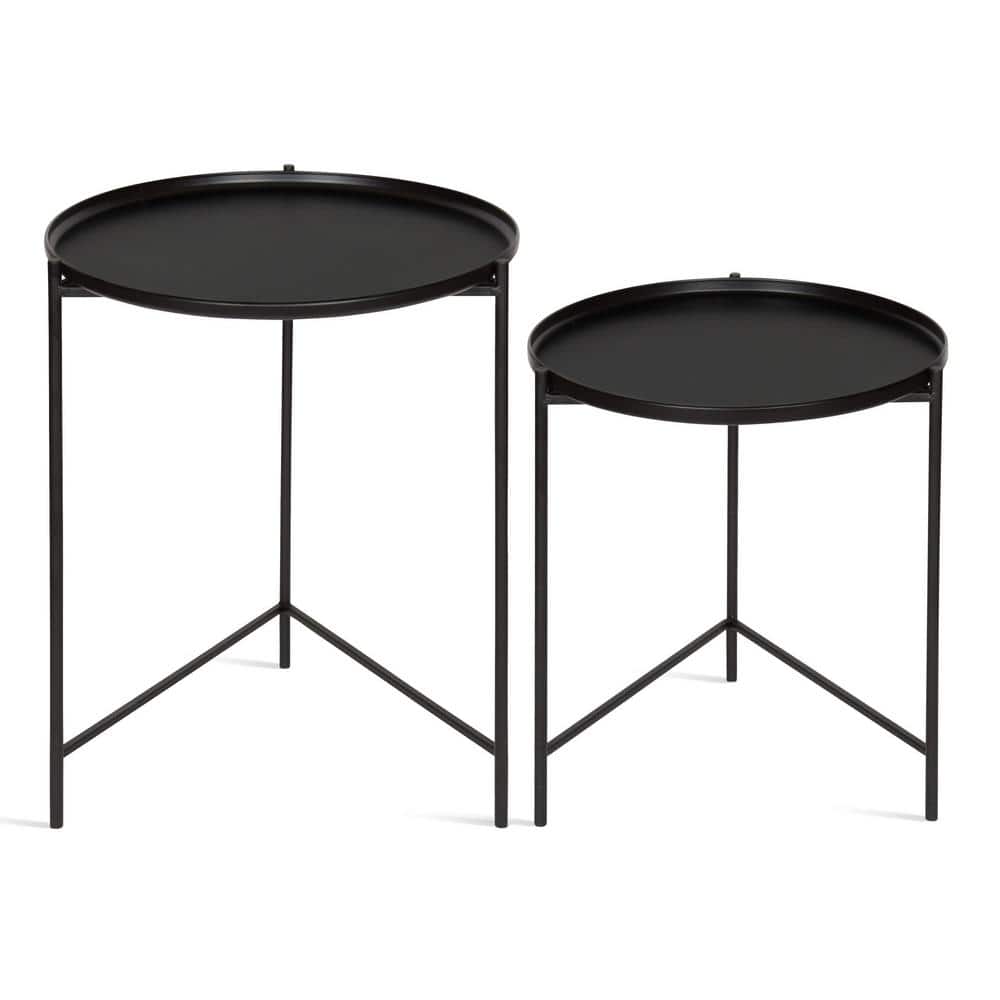 Ulani 2-Piece Nested Black Metal Round Side Tables