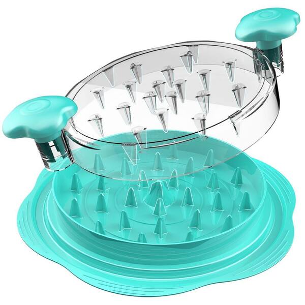 Mint Green BPA‑Free Anti‑Slip Chicken Shredder Tool Twist with Brush and Fork for Kitchen Home BBQ Cooking