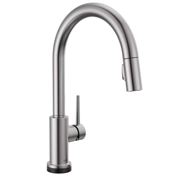 Delta Trinsic Touch2O Single-Handle Pull-Down Sprayer Kitchen Faucet (Google Assistant, Alexa Compatible) in Arctic Stainless