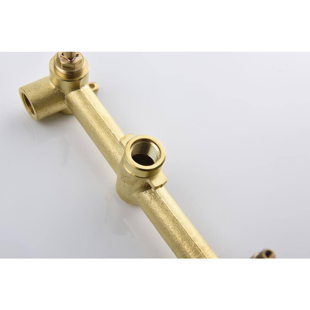 Brushed Gold Brass Wall-Mounted Double Handle Faucet
