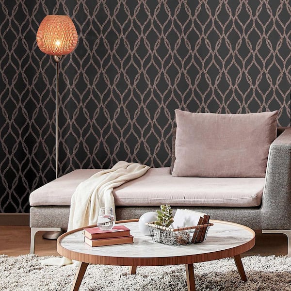 Ava Rose Gold Glittering Ogee Wallpaper