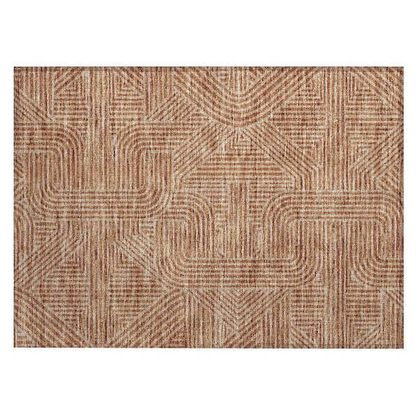 Chantille Machine Washable Indoor/Outdoor Abstract ACN917 Terracotta 1 ft. 8 in. x 2 ft. 6 in. Area Rug