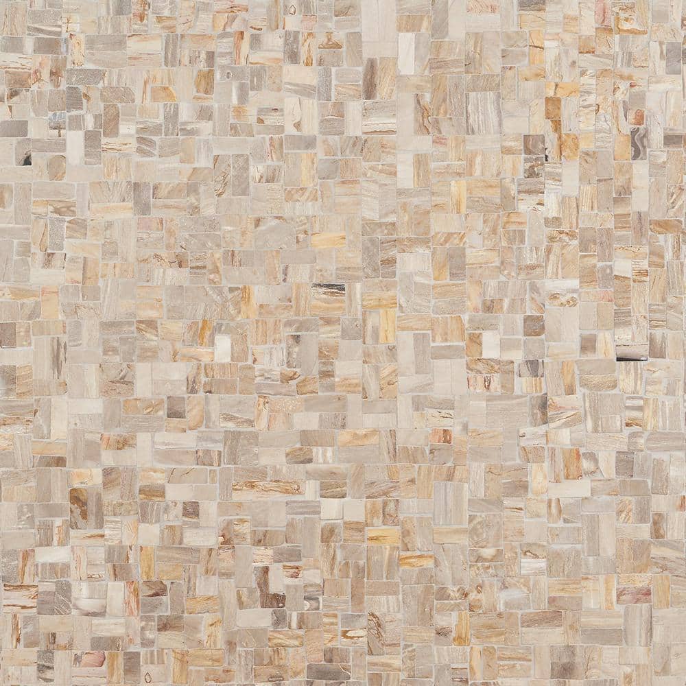 Antique Brown Petrified Wood Mosaic Tile for Indoor and Outdoor