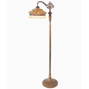 Parisian Beaded 60 in. Multicolored Stained Glass Side Arm Floor Lamp