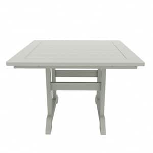Hayes 43 in. All Weather HDPE Plastic Square Outdoor Dining Trestle Table with Umbrella Hole in Sand